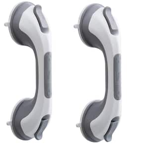 12 .2 in. Concealed Screw Suction Grab Bars for Bathtubs and Showers for Elderly Removable in Grey and White (2-Pack)