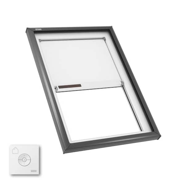 30-1/2 in. x 46-1/2 in. Fixed Curb Mount Skylight with Laminated Impact Low-E3 Glass, Solar Powered Room Darkening Shade