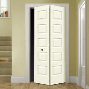 36 in. x 80 in. Rockport Vanilla Painted Smooth Molded Composite Closet Bi-fold Double Door