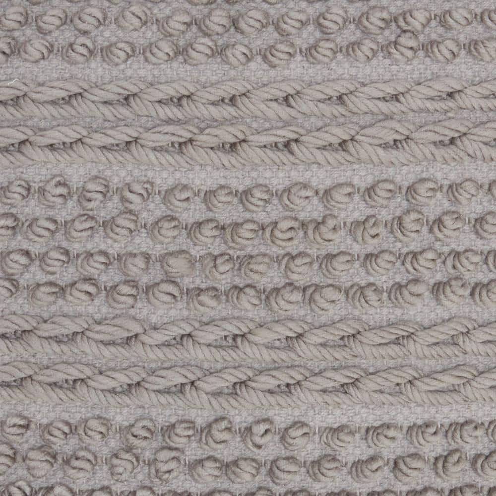 18" Light Gray Woven Striped Cotton Throw Pillow
