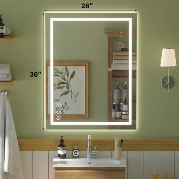 LED Round Bathroom Mirror with Lights, Smart Dimmable Vanity Mirrors for Wall, Anti-Fog Backlit Lighted Makeup Mirror Orren Ellis Size: 28 x 28