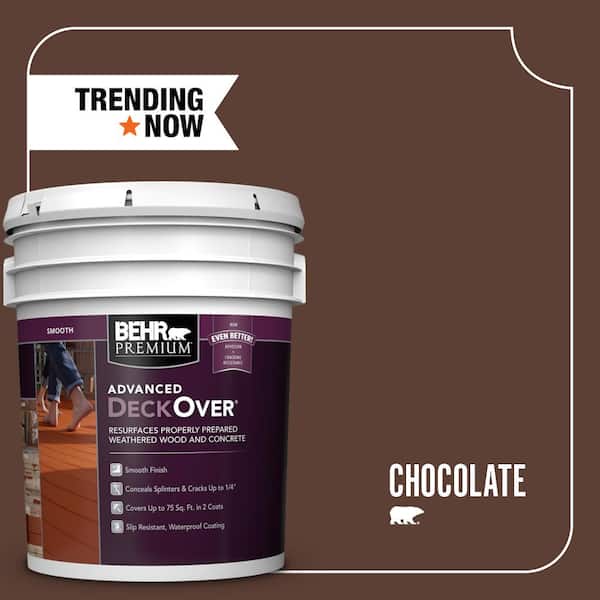 BEHR Premium Advanced DeckOver 5 gal. #SC-129 Chocolate Smooth Solid Color Exterior Wood and Concrete Coating