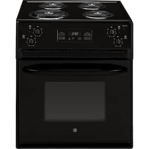 27 in. 4 Burner Element Drop-In Electric Range with Self-Cleaning Oven in Black