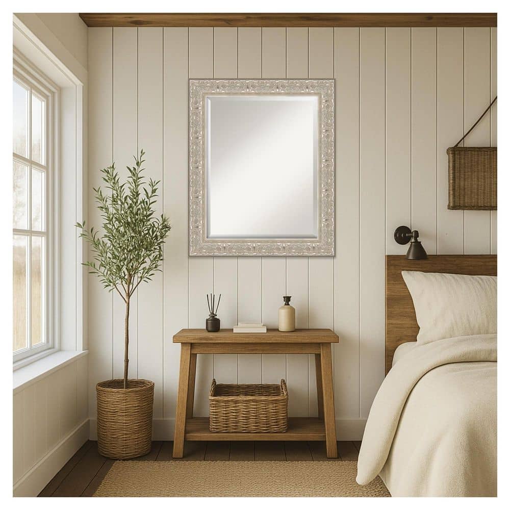 Luxe Silver Cream 34.75 in. x 28.75 in. Beveled Traditional Rectangle Framed Wall Mirror price history on PriceWatchPro