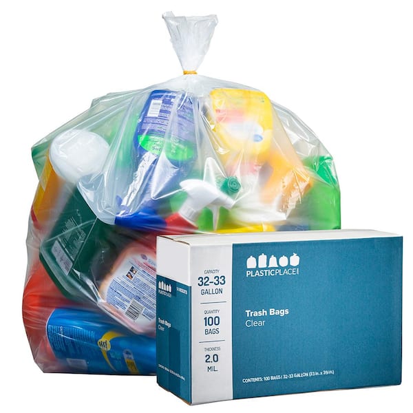 32-33 Gal. Clear Trash Bags (Case of 100)
