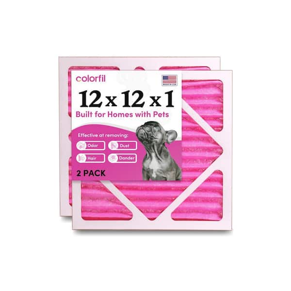 COLORFIL 12 in. x 12 in. x 1 in. Odor Removal and Color Changing Pleated Furnace Air Filter, MERV 8 (2-Pack)