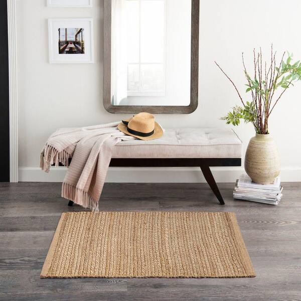 Natural Jute Natural 3 ft. x 5 ft. Solid Contemporary Kitchen Area Rug
