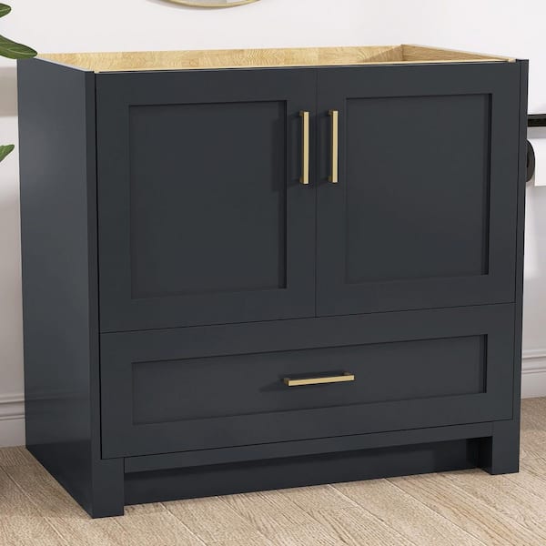 Sob 36 in. W x 21.5 in. D x 33.5 in. H Solid Wood Single Bath Vanity Cabinet without Top in Graphite Gray Assembled