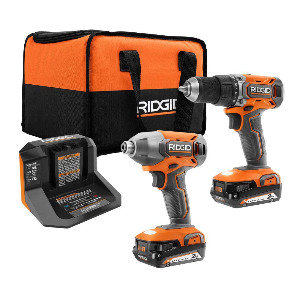 RIDGID 18V Cordless 2-Tool Combo Kit with Drill/Driver, Impact Driver, (2) 2.0 Ah Batteries, and Charger -  R92721