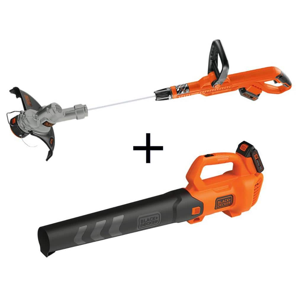 20V MAX Cordless 2-in-1 String Trimmer/Edger and 90 MPH 320 CFM Leaf Blower with (2) 2Ah Battery & Chargers -  BLACK+DECKER, LST300WBBL700D1