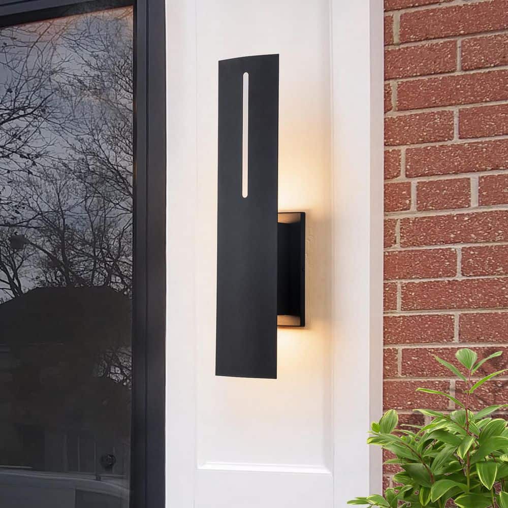 ZYZWMB Black Integrated LED Outdoor Up and Down Wall Sconce