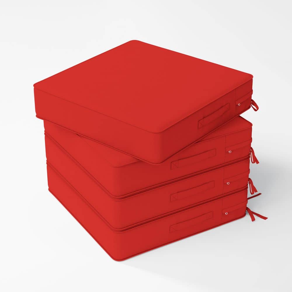 24 x 24 x 5 in. (4-Pack) Outdoor Waterproof Patio Furniture Replacement Seat Cushions with Ties and Handle, Red price history on PriceWatchPro