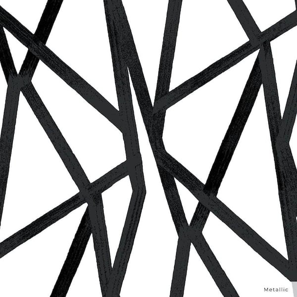 Tempaper Genevieve Gorder Metallic Black on White Intersections Vinyl Peel and Stick Wallpaper Roll (Covers 28 sq. ft.)