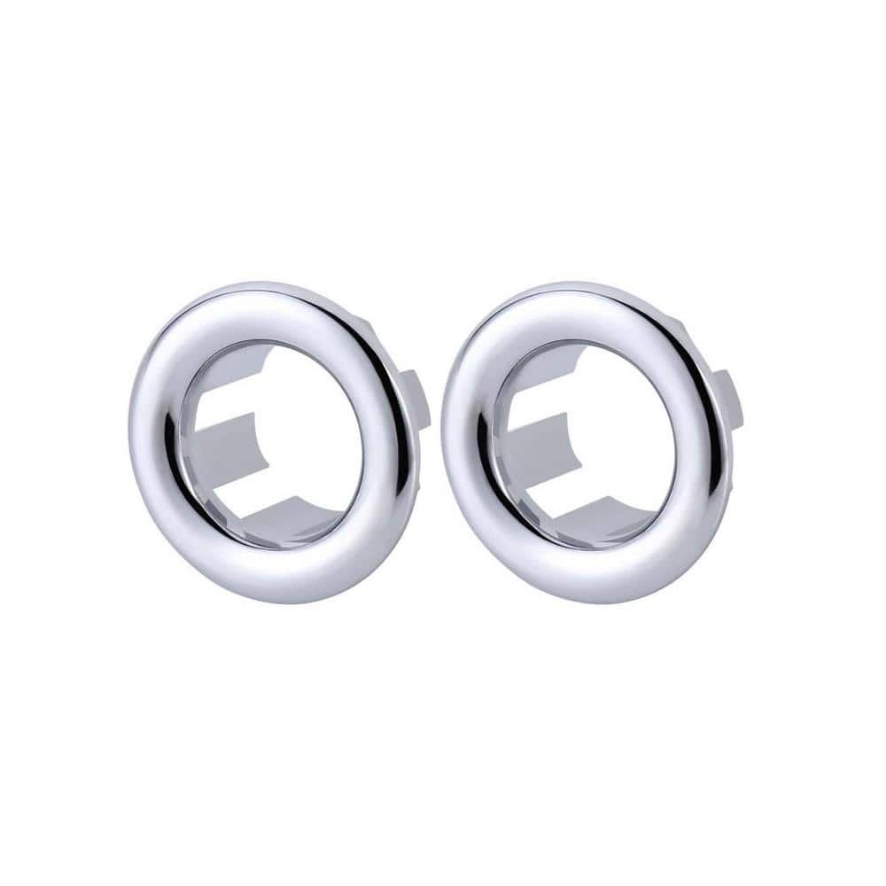 Chrome Plastic Bathroom and Kitchen Sink Overflow Ring Set
