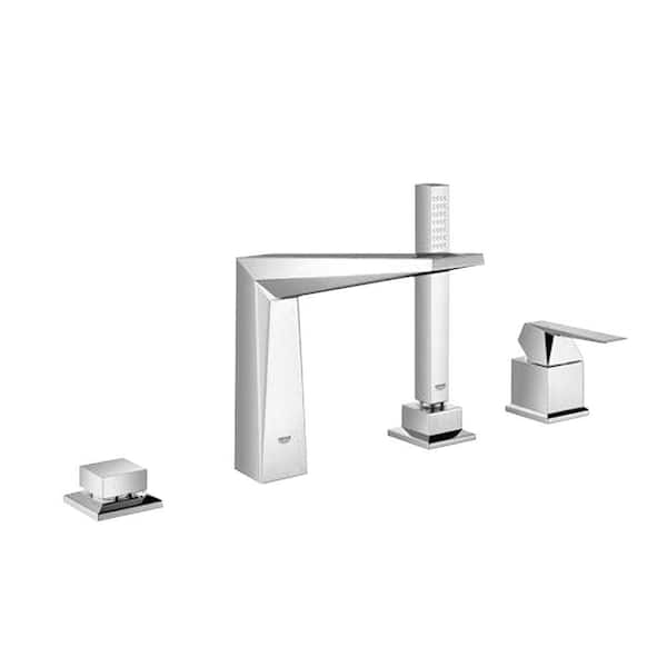 GROHE Allure Brilliant 7-13/16 in. 4-Hole Roman Bathtub Faucet with Handheld Shower in StarLight Chrome