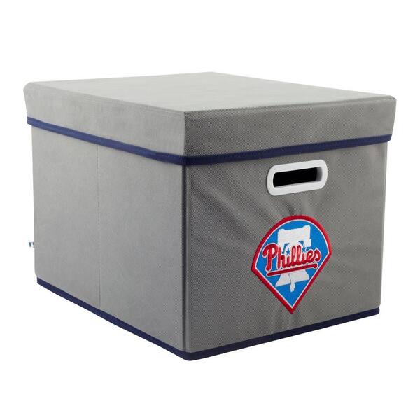 MyOwnersBox MLB STACKITS Philadelphia Phillies 12 in. x 10 in. x 15 in. Stackable Grey Fabric Storage Cube