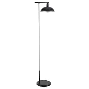 68 in. Black 1 1-Way (On/Off) Standard Floor Lamp for Living Room with Metal Dome Shade