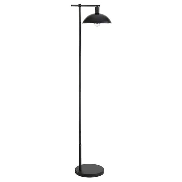 HomeRoots 68 in. Black 1 1-Way (On/Off) Standard Floor Lamp for Living Room with Metal Dome Shade