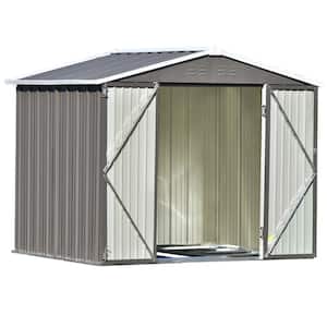6 ft. W x 8 ft. D Gray Metal Storage Bike Garden Shed with Lockable Door and Foundation 44 sq. ft. for Garden