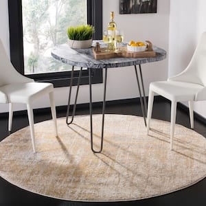 Adirondack Cream/Gold 4 ft. x 4 ft. Round Abstract Area Rug