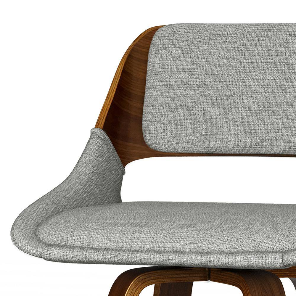 Carly Gray Upholstered Swivel Counter Stool with Walnut Back