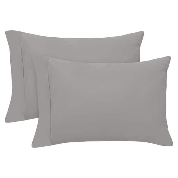 2 HOUSEWIFE PILLOW CASES POLY COTTON PERCALE 250 THREAD COUNT WHITE GREY IVORY 
