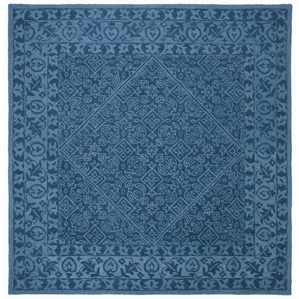 Dip Dye 9 ft. x 9 ft. Square Navy Blue Border Area Rug