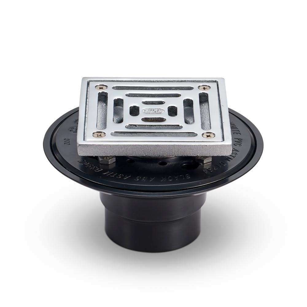 5 in. Square Chrome Plated Strainer, Clamping Collar, and ABS Body with 2 in. Outlet Shower Drain price history on PriceWatchPro