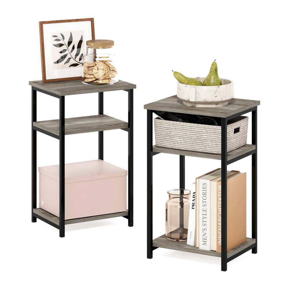 Simplistic 15.2 in. Espresso Rectangle Wood End Table with Industrial Metal Frame - thumbnail 2