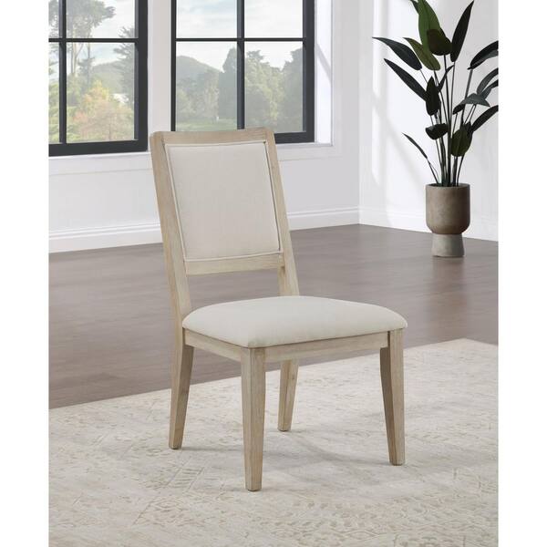 Coaster Trofello Whitewashed and Beige Fabric Tapered Legs Coaster Trofello Whitewashed and Beige Fabric Tapered Legs