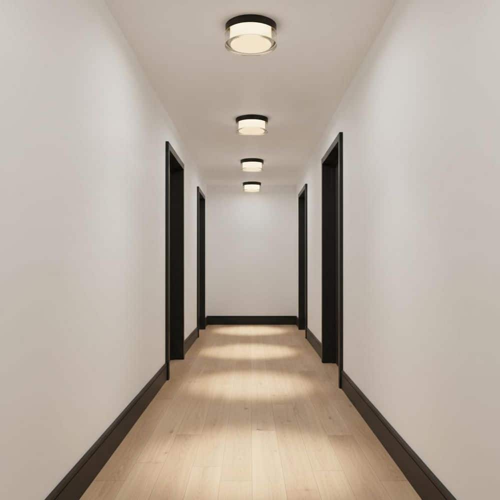 6 in. Black Steel Integrated LED Flush Mount Light with Acrylic Shade 3 Color Temperature price history on PriceWatchPro
