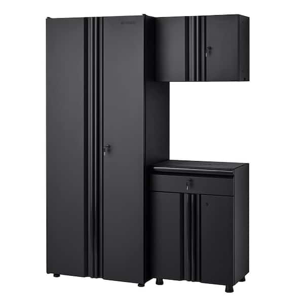 Husky 3-Piece Regular Duty Welded Steel Garage Storage System in Black (54 in. W x 75 in. H x 19 in. D)