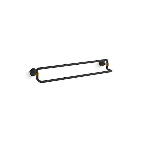 KOHLER Occasion 24 in. Wall Mounted Double Towel Bar in Matte Black with Moderne Brass