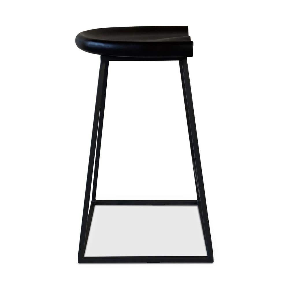 Jackman 25.5" Brown Acacia Wood and Steel Modern Counter Stool