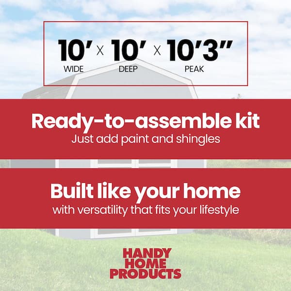 DIY Braymore 10 ft. x 10 ft. Pre-Cut Wood Shed with Floor and Double Doors - Outdoor Storage Kit (100 sq. ft.)