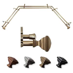 Saymna 20-36 in. sides, 38-72 in. center Adjustable Bay Window Double Curtain Rod 13/16 in. in Antique Brass with Finial