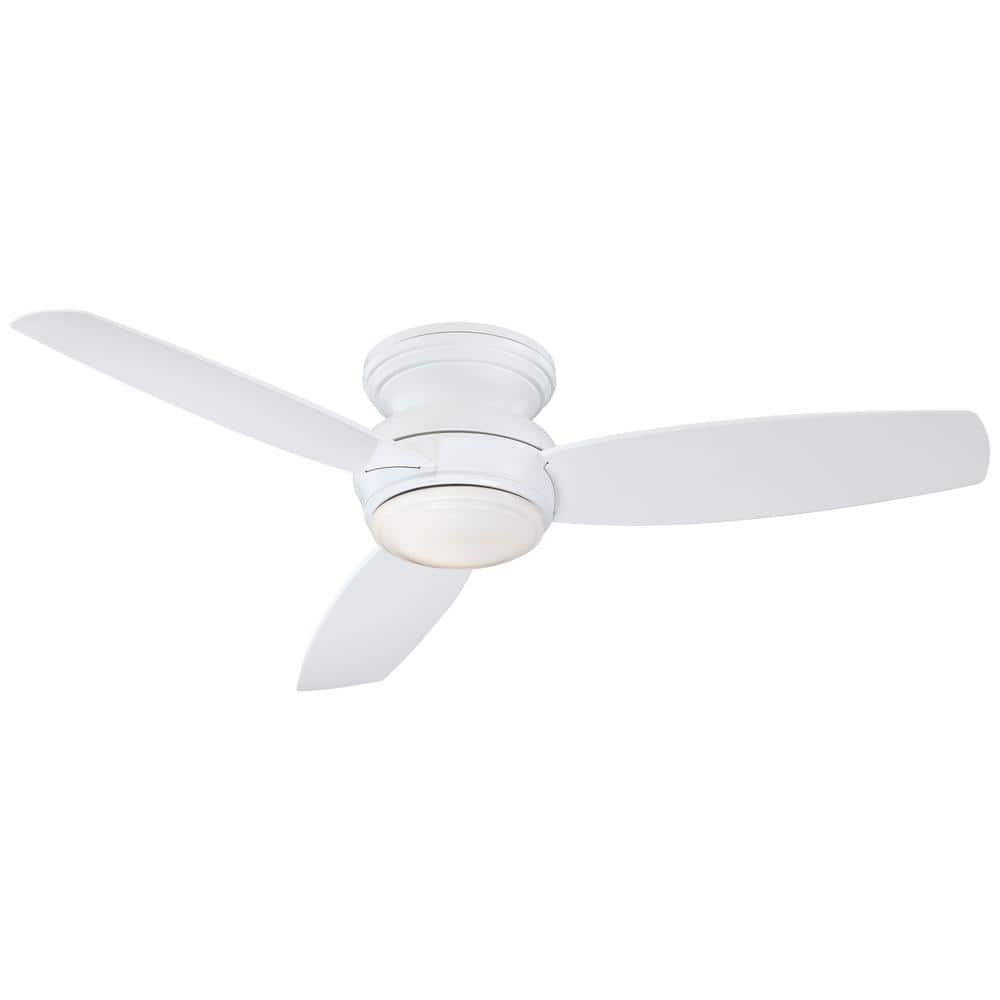 52" White Low Profile LED Ceiling Fan with Remote and Light Kit