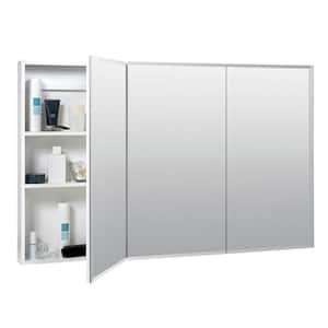 48 in. x 29 in. x 4.25 in. Frameless Mirrored Tri-View Surface Mount Medicine Cabinet in White