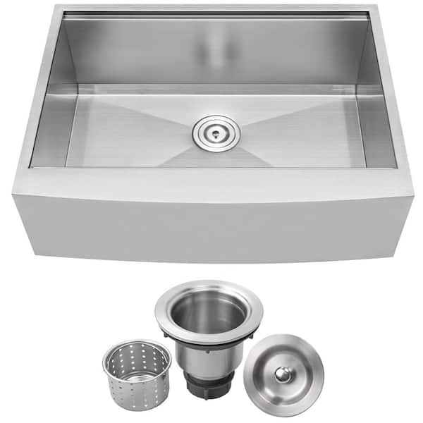 Ticor Bryce Zero Radius Farmhouse Apron Front 16-Gauge Stainless Steel ...