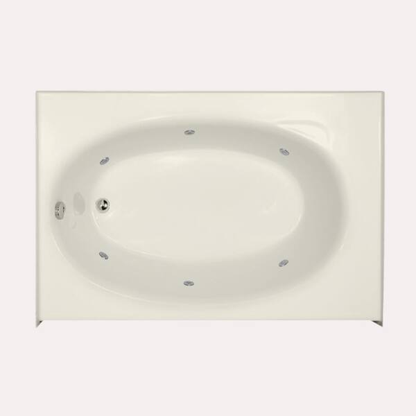 Hydro Systems Kona 60 in. Left Drain Alcove Rectangular Whirlpool Bathtub in Biscuit