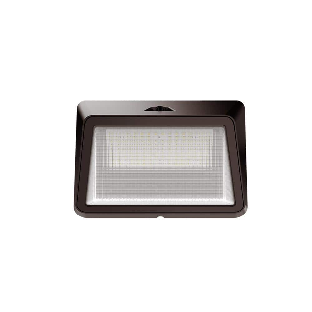 Commercial Electric 450- Watt Equivalent Integrated LED Bronze Dusk to Dawn Refractor Wall Pack Light, 4000K