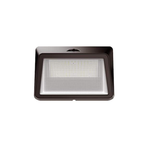 175W Equivalent Integrated LED Bronze Dusk to Dawn Commercial Refractor Wall Pack Light, 6500 Lumens, 4000K