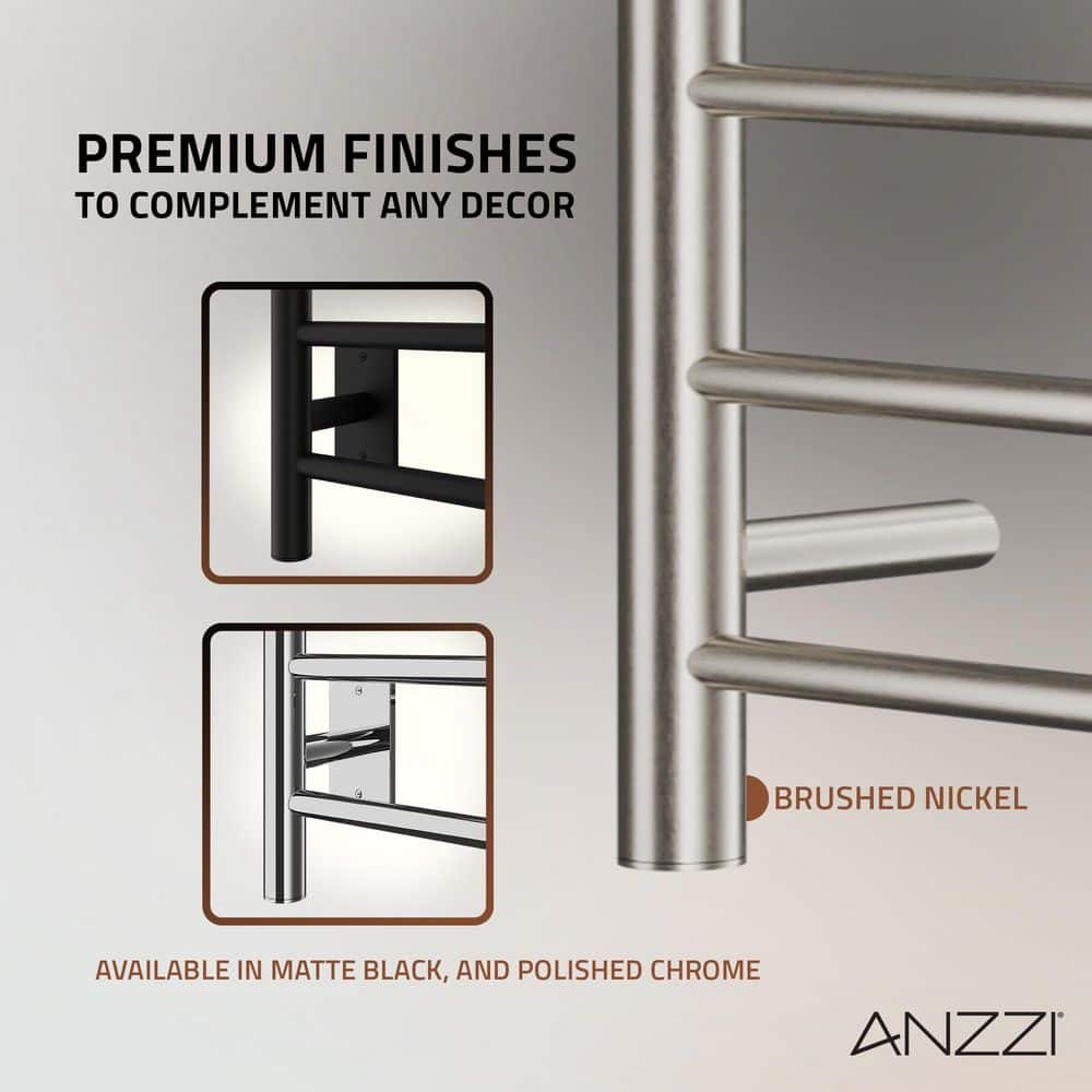 Brushed Nickel 8-Bar Wall Mounted Electric Towel Warmer