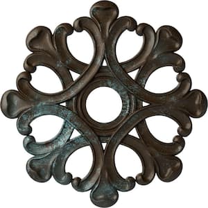 1 in. x 20-7/8 in. x 20-7/8 in. Polyurethane Angel Ceiling Medallion, Bronze Blue Patina
