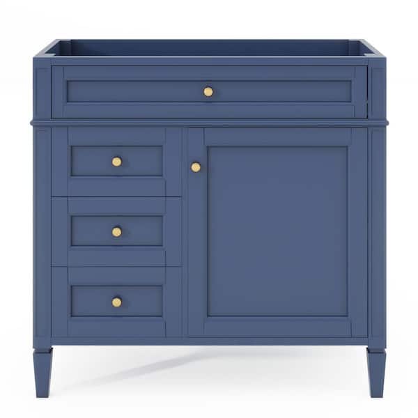 FUNKOL 35 in. W x 17.87 in. D x 33 in. H Freestanding Bath Vanity Cabinet without Top in Blue