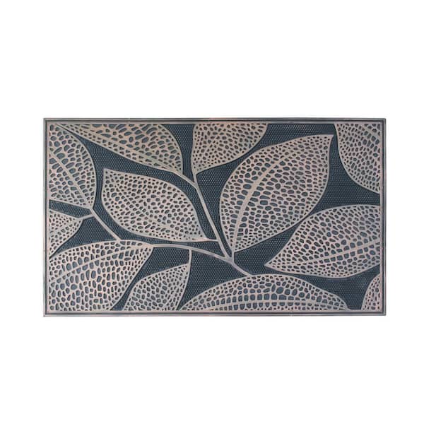 A1 Home Collections Leaf Design Rubber 18 in. x 30 in. Beautifully Copper Hand Finished, Non-Slip, Durable Heavy Duty Door Mat