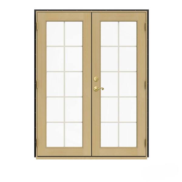 JELD-WEN 60 in. x 80 in. W-2500 Bronze Clad Wood Left-Hand 10 Lite French Patio Door w/Unfinished Interior