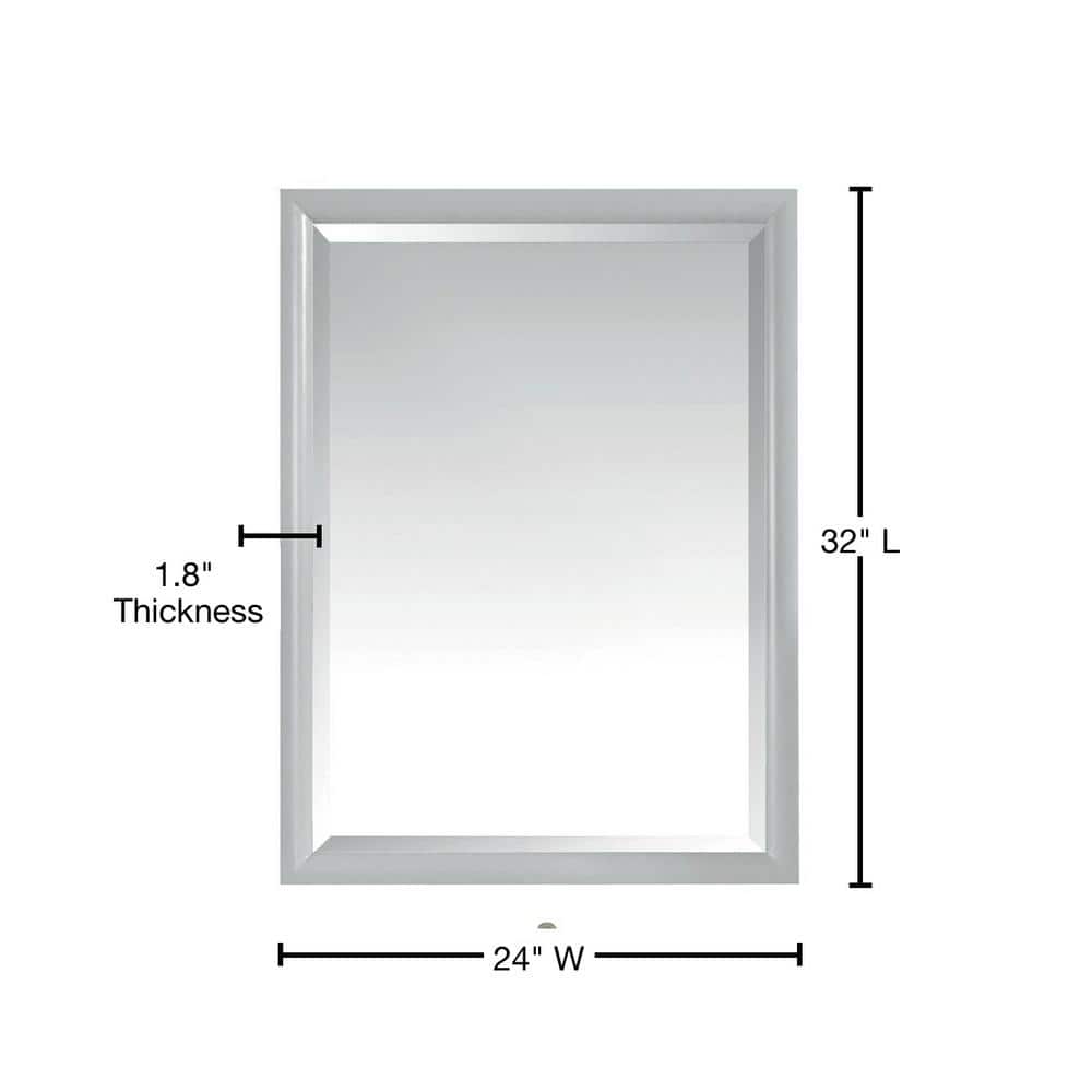 Emma Dove Gray Solid Birch Wood 24"x32" Rectangular Bathroom Vanity Mirror