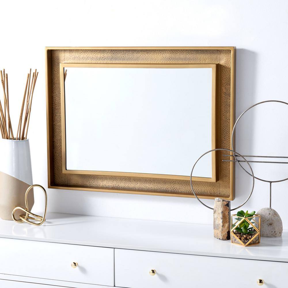 Lavanya Antique Brass Rectangular Wood Frame Mirror