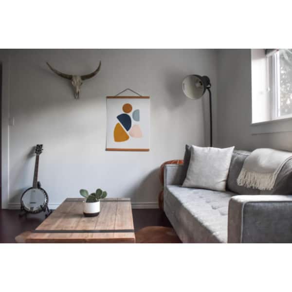 HomeRoots 7 in. Grey, Brown, Blue, Pink Contemporary Pieces Abstract Watercolor Wall Art